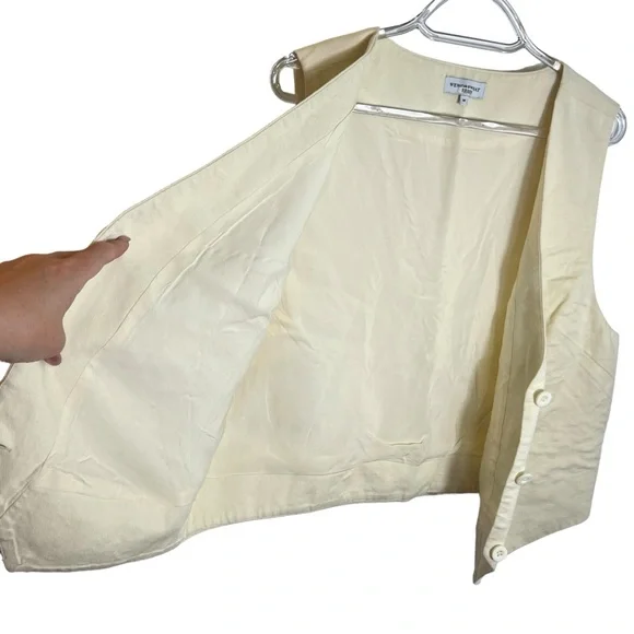 WeWoreWhat x Rent the Runway Cream Linen Blend Boxy Vest, Medium - Picture 4 of 8